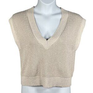 Madewell Womens L Cream Sleeveless Knit Minimalist Sweater Vest Capsule Wardrobe